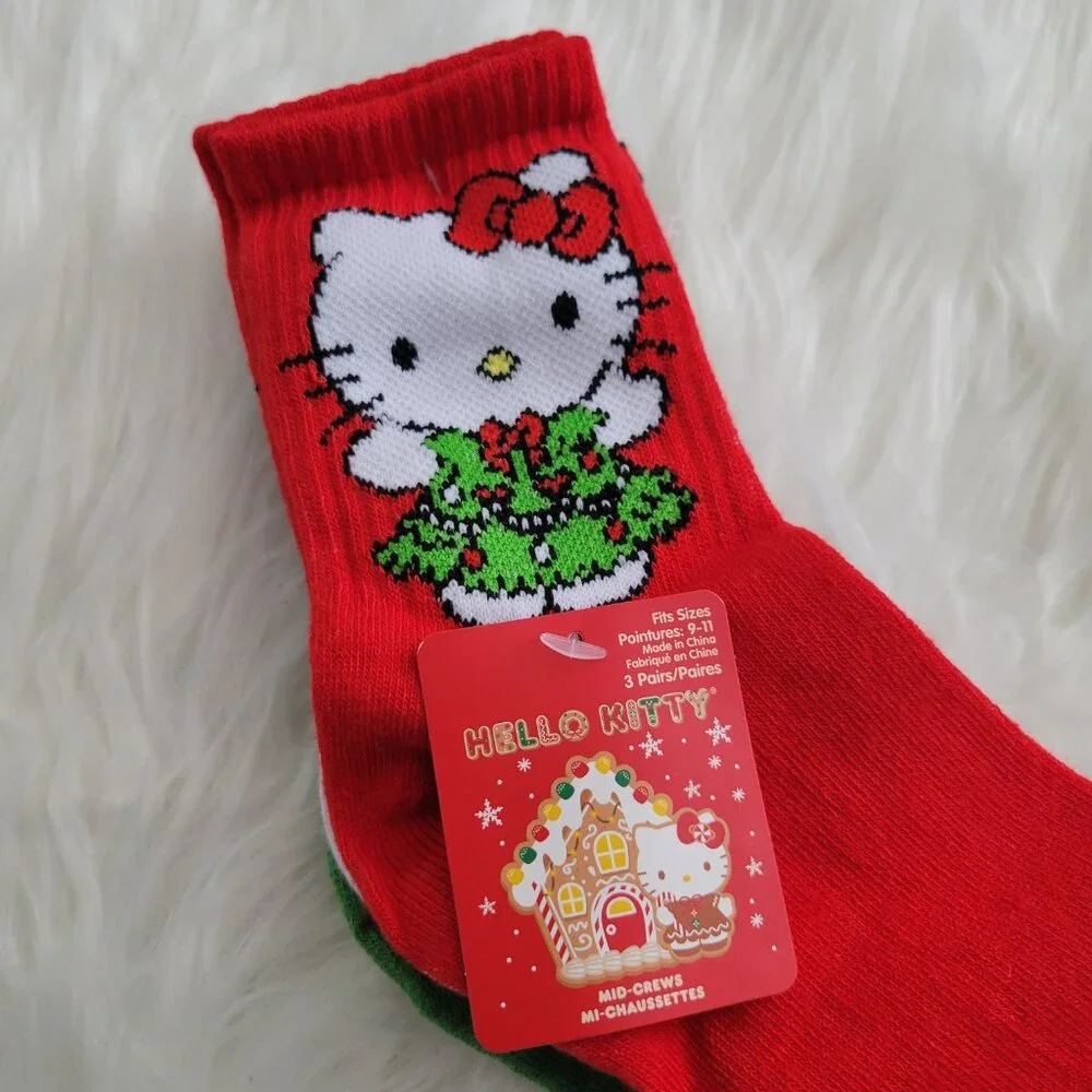 Hello Kitty Christmas Mid-Crew Socks